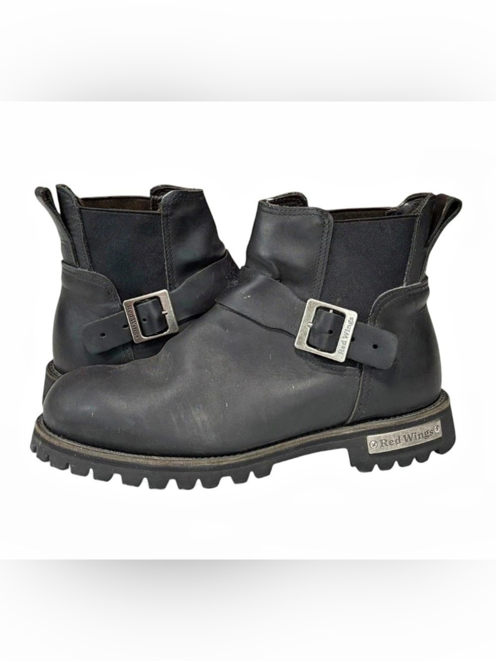 Red Wing Boots Mens 9 D Black 977 Leather Motorcycle Pull On Work Biker USA